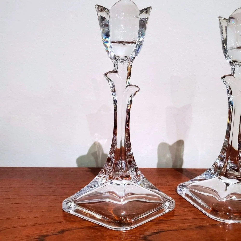 Vintage Toscany Classics 24%‎ Lead Crystal Tulip Candle Holders - Set of 2 - 8